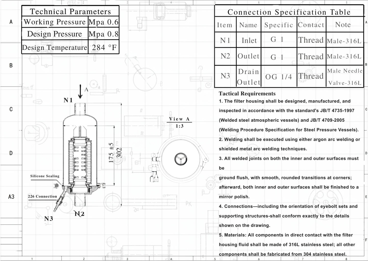 Sanitary Stainless Steel Ventilation Filter Housing