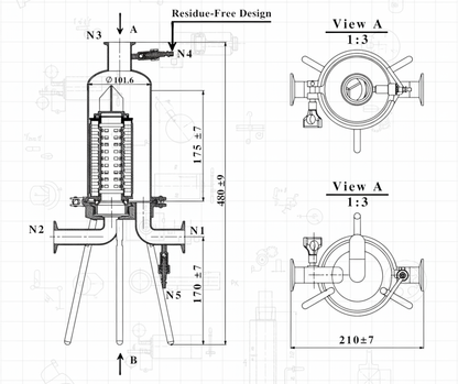 5-Inch Stainless Steel Single Core Pleated Filter Housing